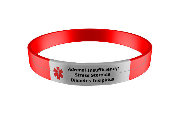 Medical ID Bracelet: Adrenal Insufficiency: Stress Steroids, Diabetes Insipidus